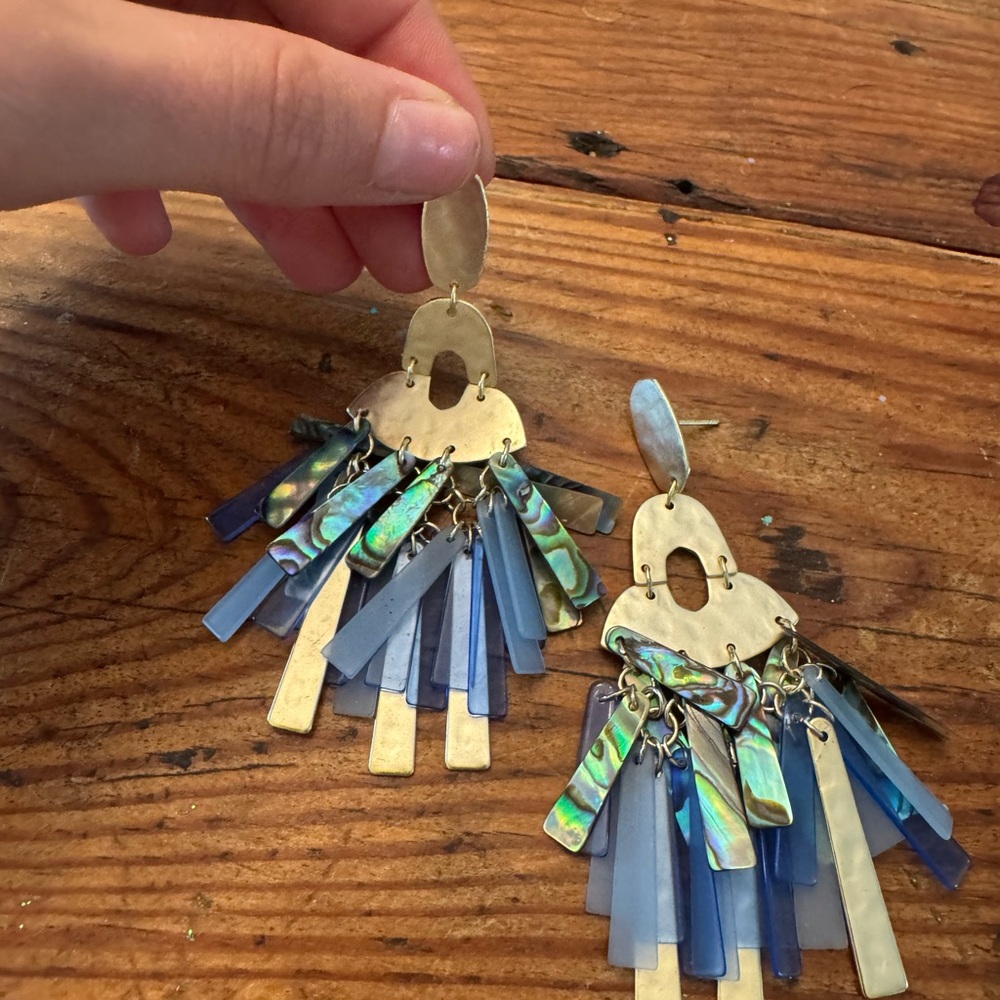 Kendra Scott Gold and Blue Dangle Earrings